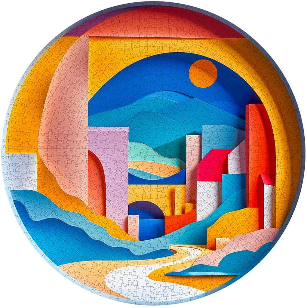 Bgraamiens Sunrise in the Distance 1000-piece round puzzle with modern abstract design