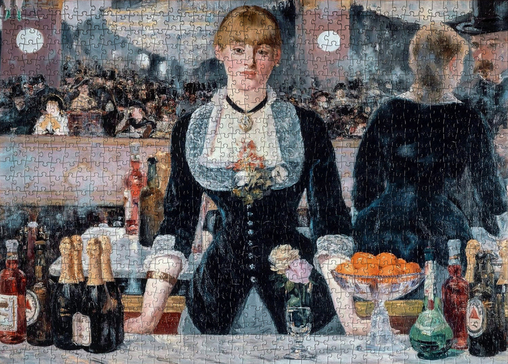 Completed fine art jigsaw puzzle of Édouard Manet's masterpiece A Bar at the Folies-Bergère