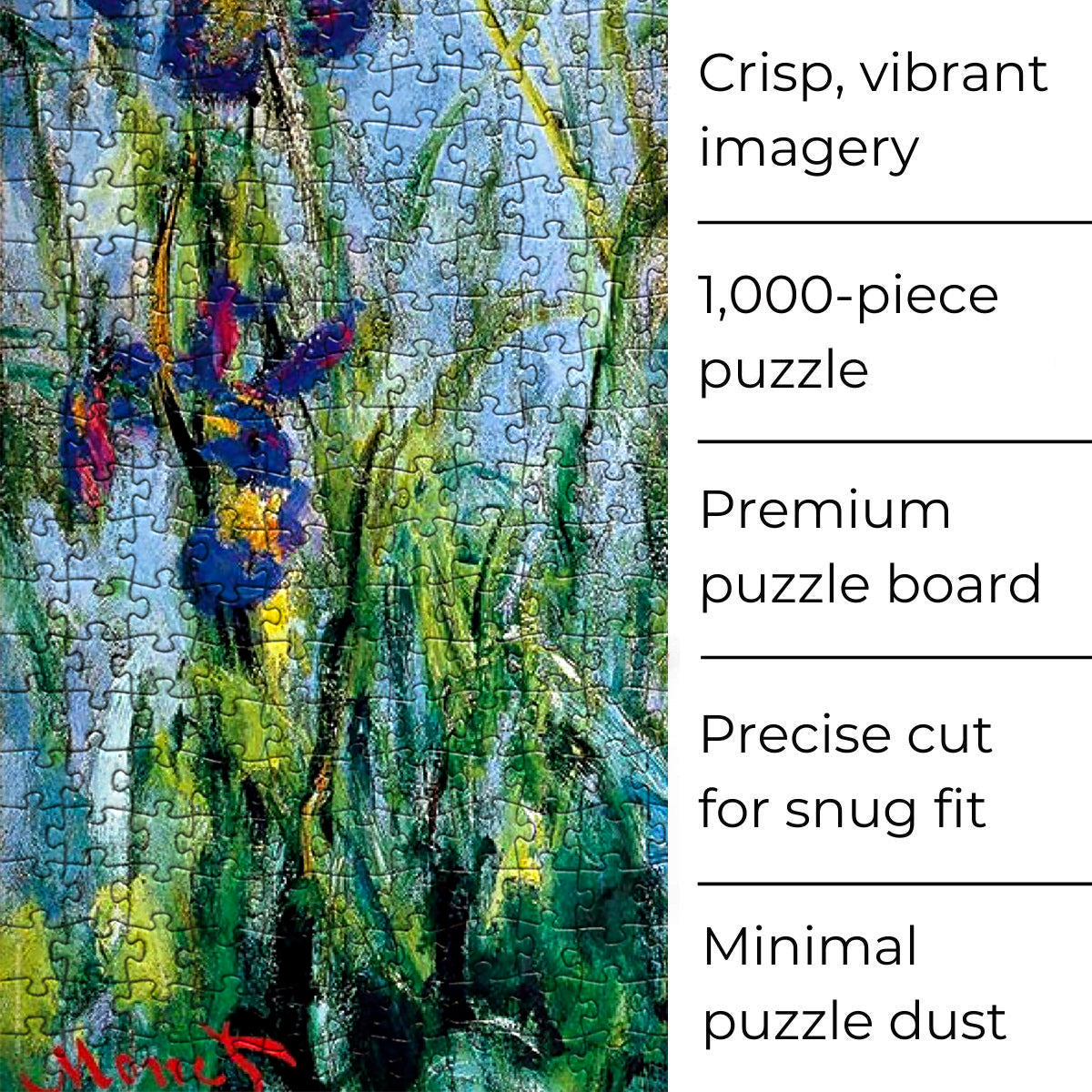1000-piece Claude Monet Iris Mauves Jigsaw Puzzle